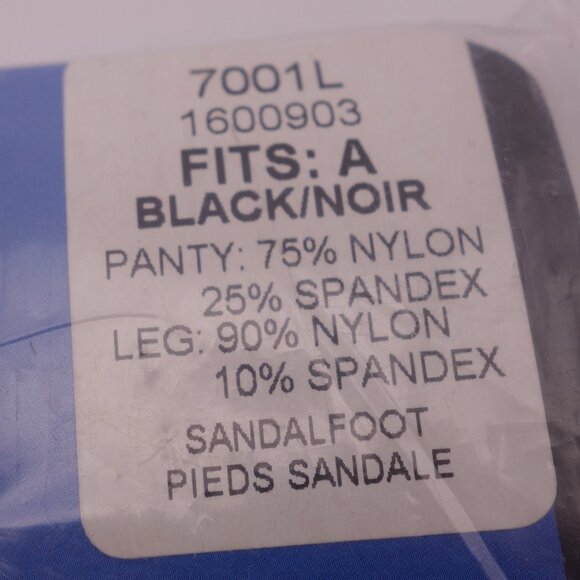 SAPPHIRE CONTROL TOP SANDALFOOT SIZE A (4'10-"5'4") BLACK PANTYHOSE 7001L - Picture 7 of 12